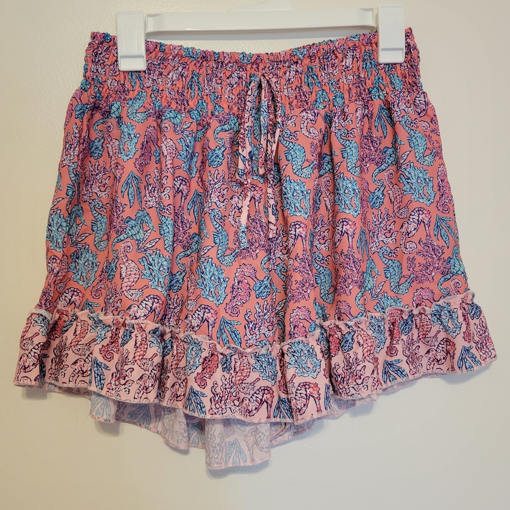 Nwt simply southern seahorse and coral reef sealife print ruffle shorts